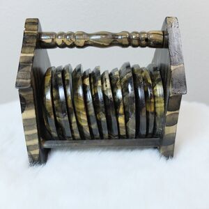 Handmade Bahay Kubo Wooden Coaster Set of 12 NEW